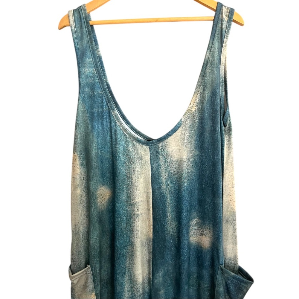 Blue Boho Loose Fit Wide Leg Tie-Dye Jumpsuit - Picture 3 of 7